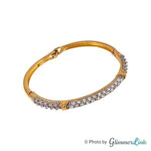 Vintage 2000s Avon Two Tone Pave Bangle Hinged Bracelet